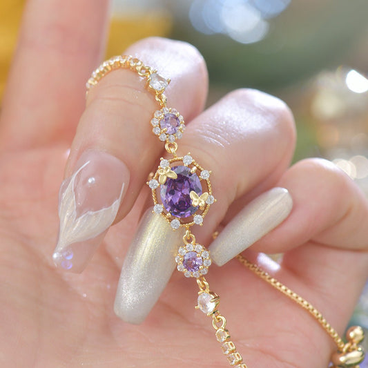 Lilac Butterfly Bracelet - Gold Plated - Abbott Atelier