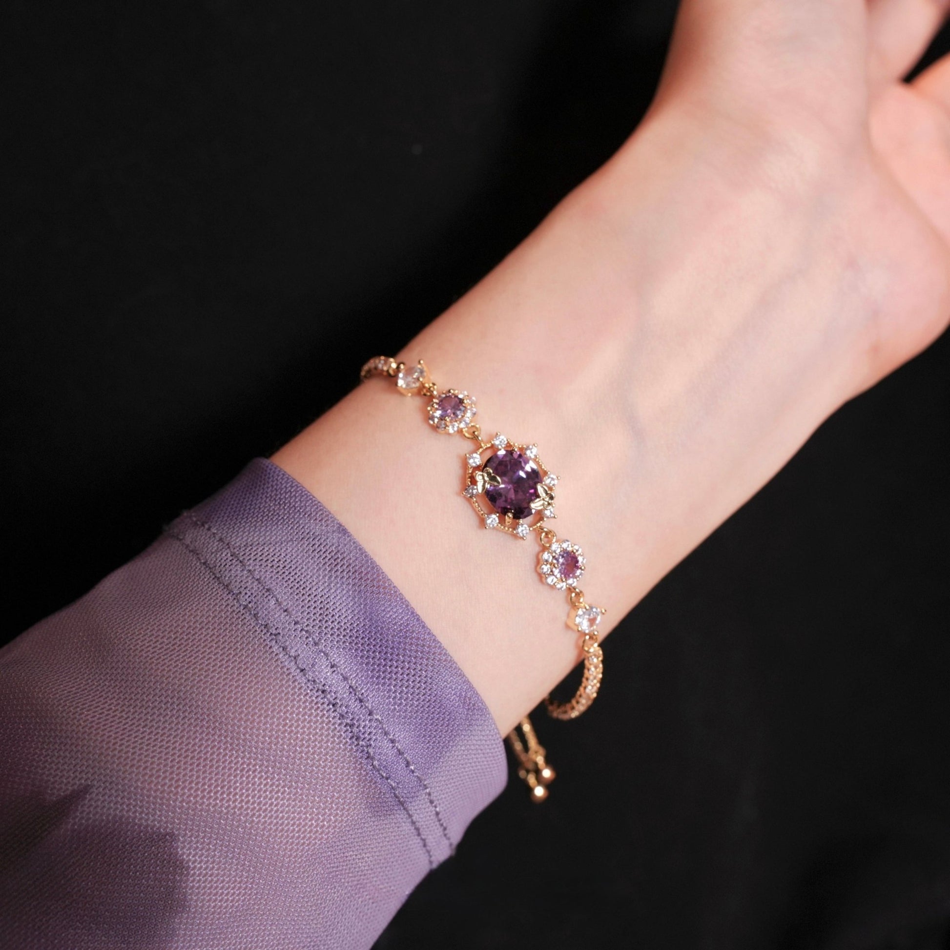 Lilac Butterfly Bracelet - Gold Plated - Abbott Atelier