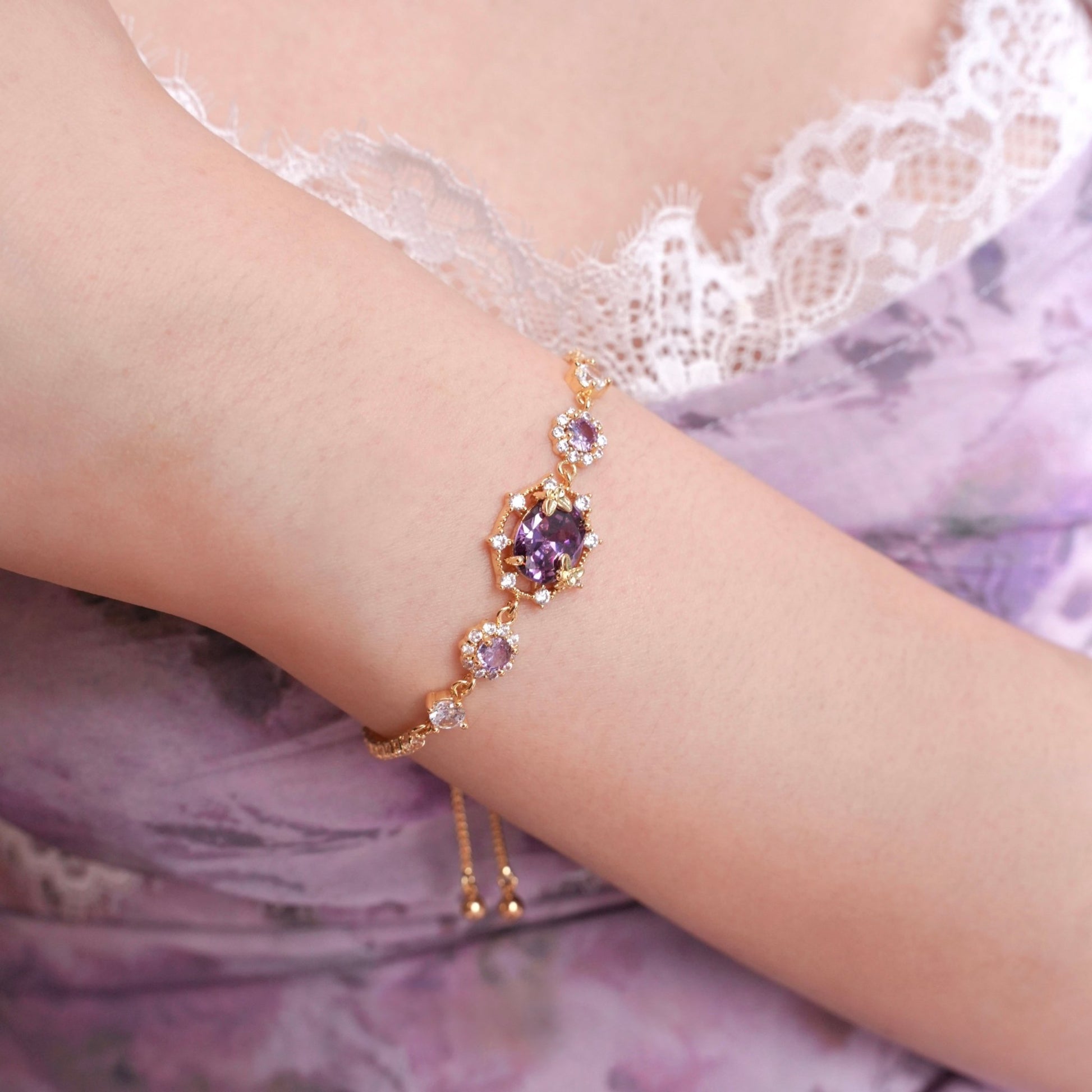 Lilac Butterfly Bracelet - Gold Plated - Abbott Atelier