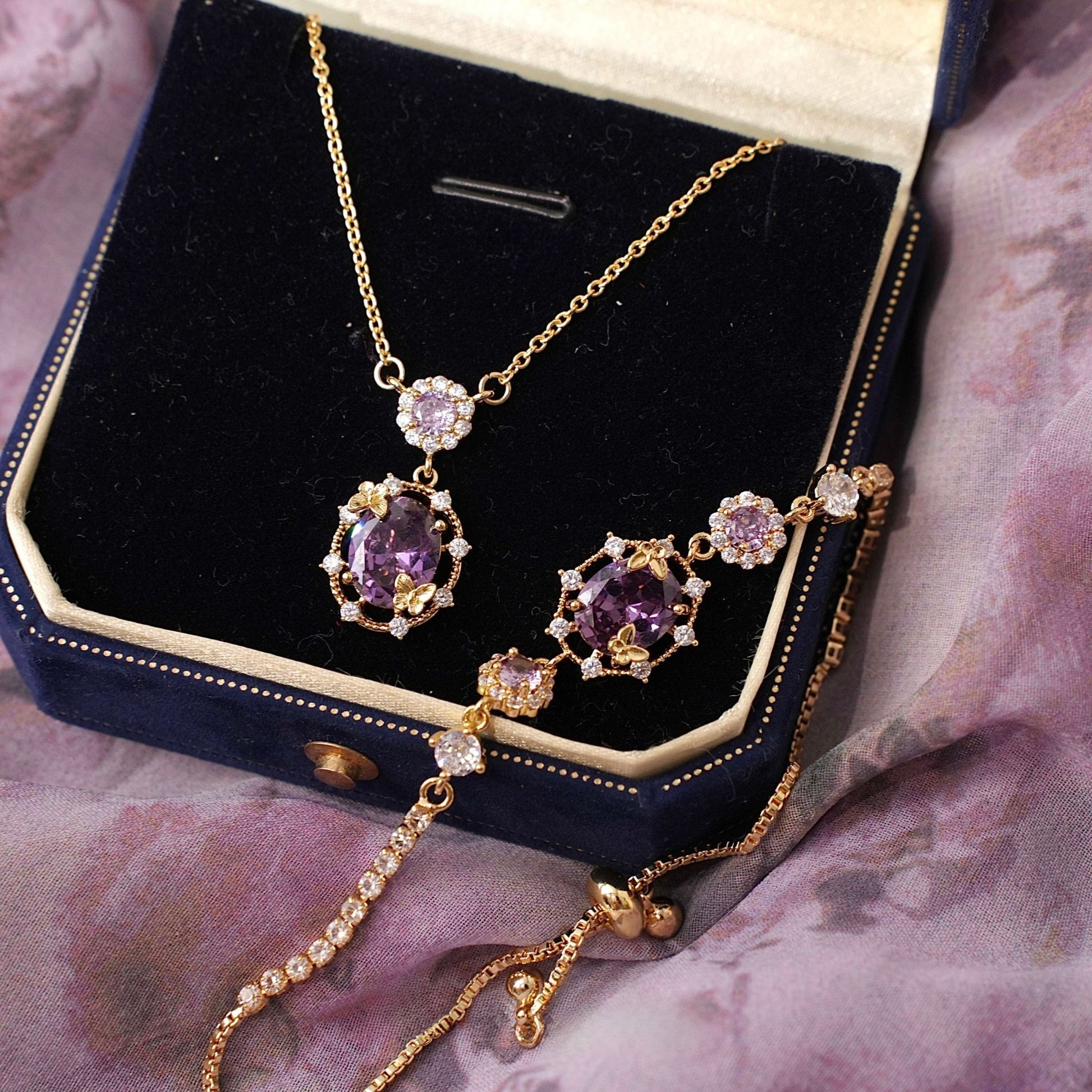 Lilac Butterfly Bracelet - Gold Plated - Abbott Atelier