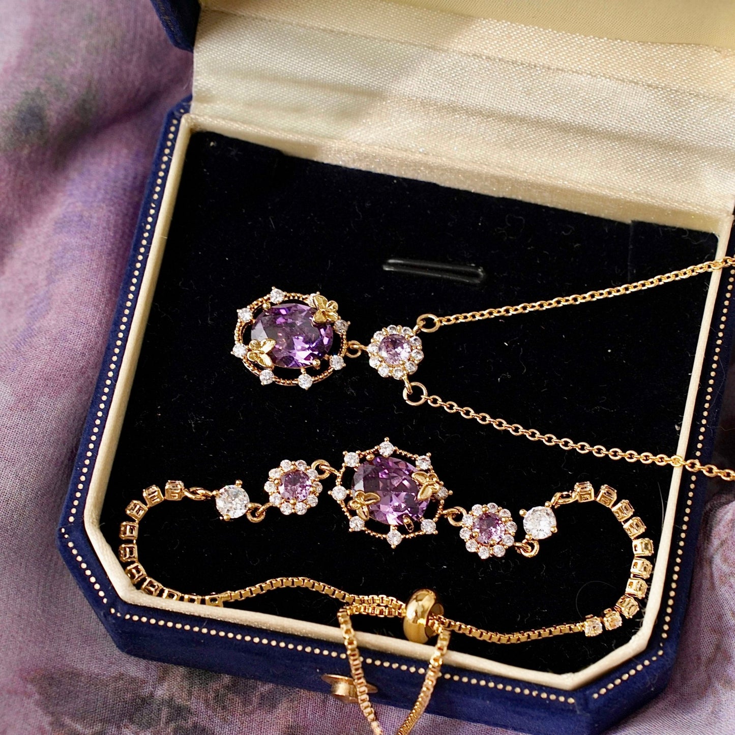 Lilac Butterfly Bracelet - Gold Plated - Abbott Atelier