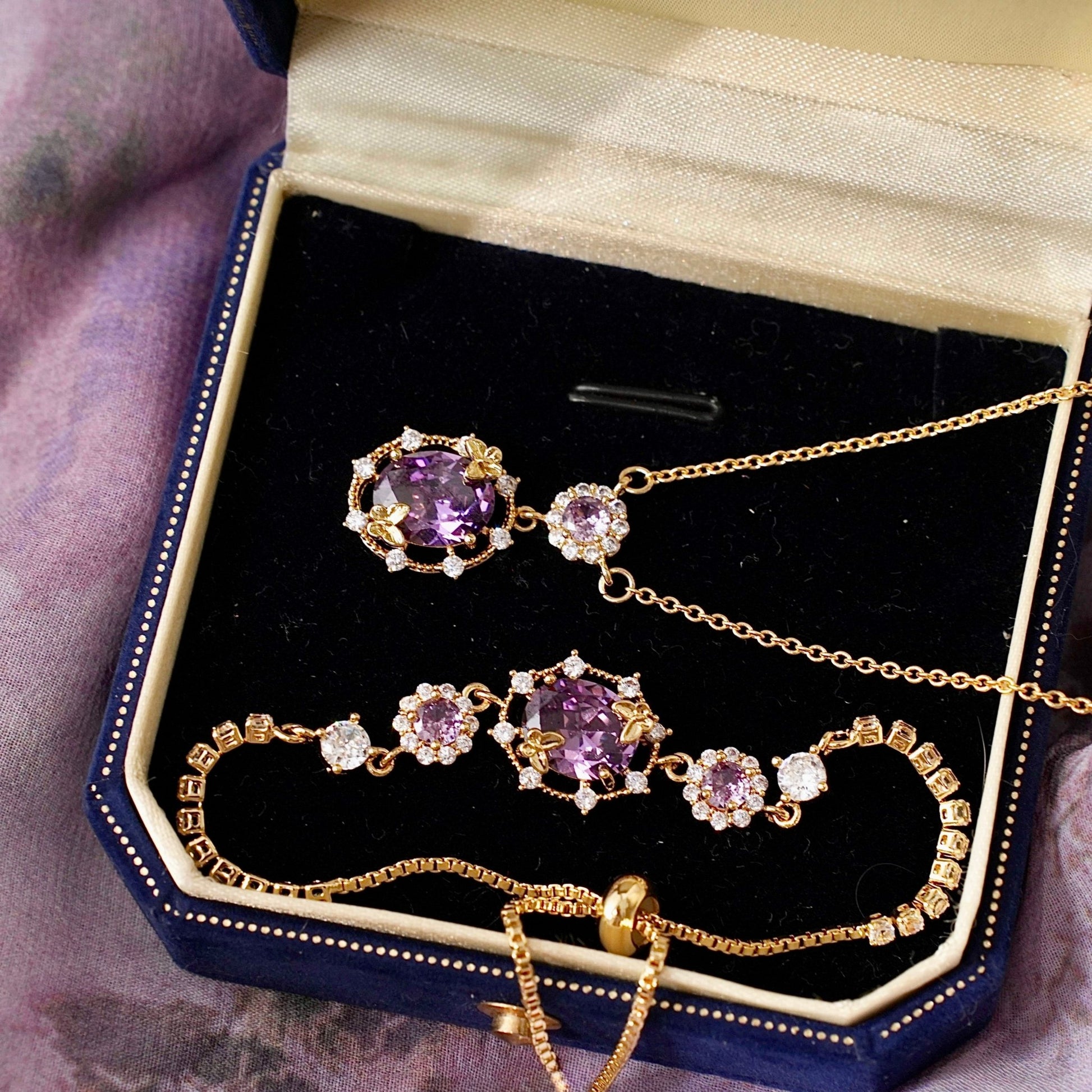 Lilac Butterfly Bracelet - Gold Plated - Abbott Atelier