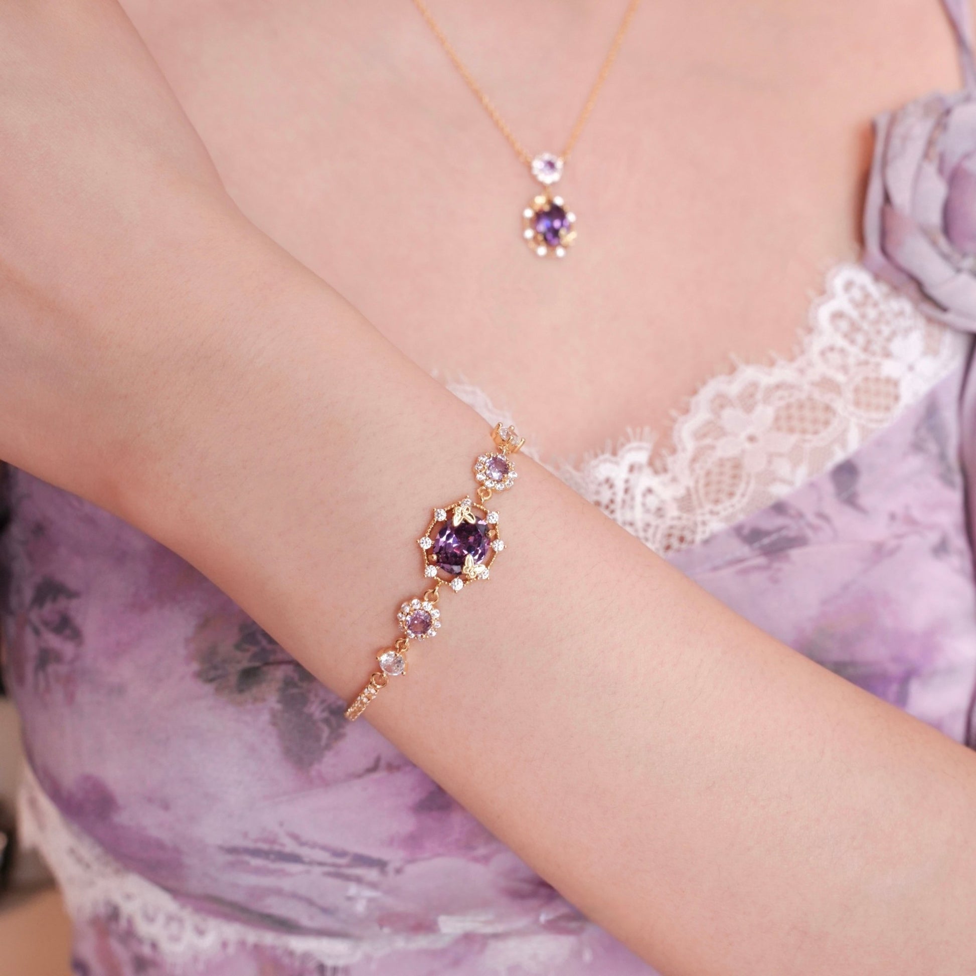 Lilac Butterfly Bracelet - Gold Plated - Abbott Atelier