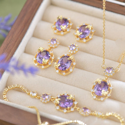 Lilac Butterfly Drop Earrings - Gold Plated - Abbott Atelier