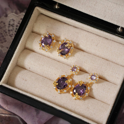 Lilac Butterfly Drop Earrings - Gold Plated - Abbott Atelier