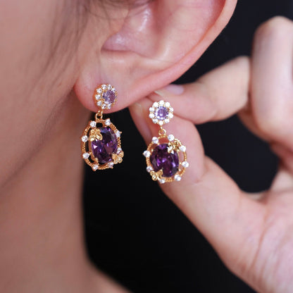 Lilac Butterfly Drop Earrings - Gold Plated - Abbott Atelier