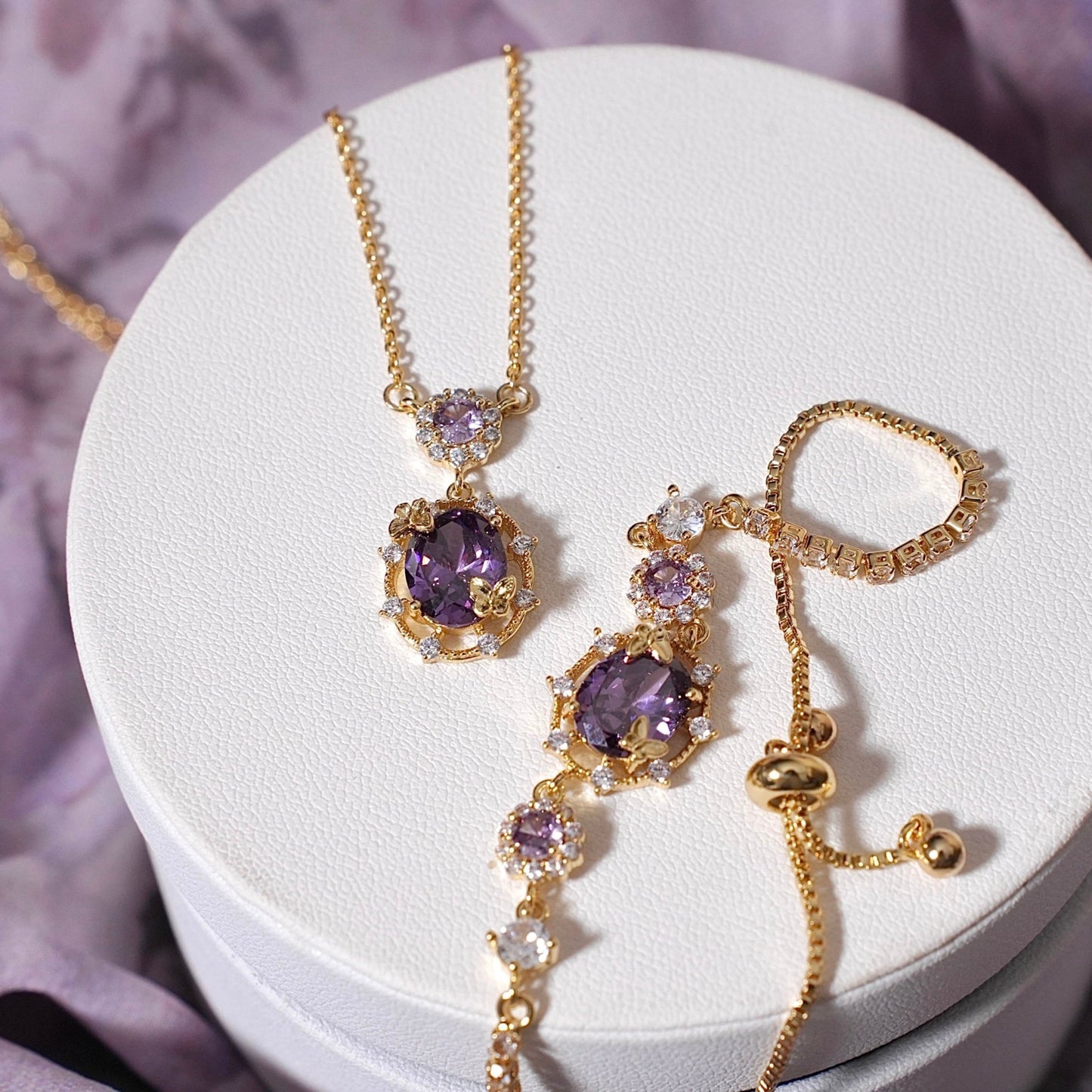 Lilac Butterfly Necklace - Gold Plated - Abbott Atelier