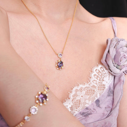 Lilac Butterfly Necklace - Gold Plated - Abbott Atelier