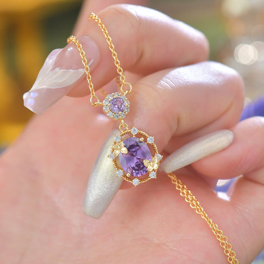 Lilac Butterfly Necklace - Gold Plated - Abbott Atelier