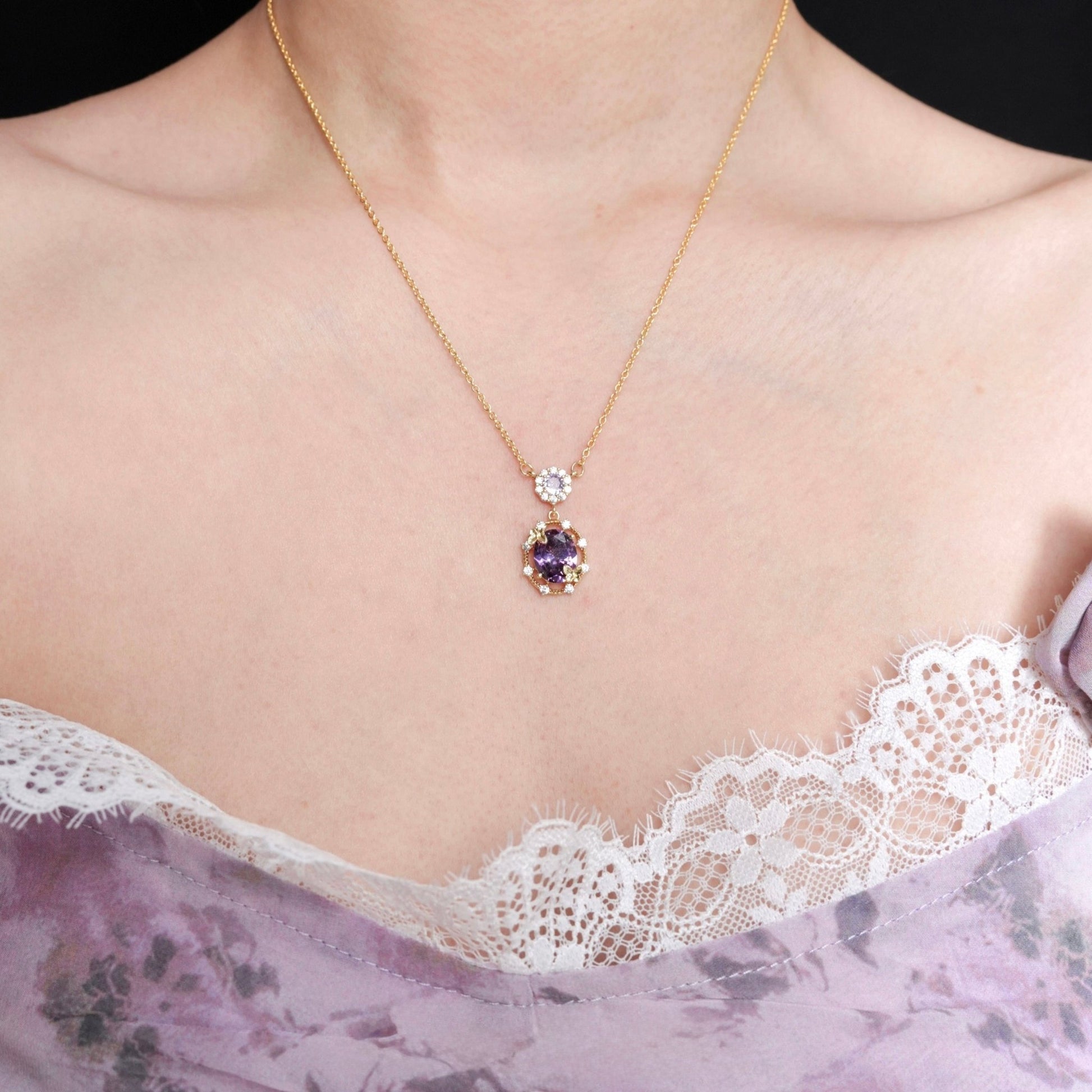 Lilac Butterfly Necklace - Gold Plated - Abbott Atelier