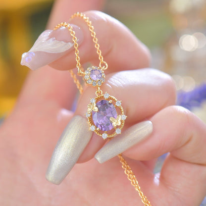 Lilac Butterfly Necklace - Gold Plated - Abbott Atelier