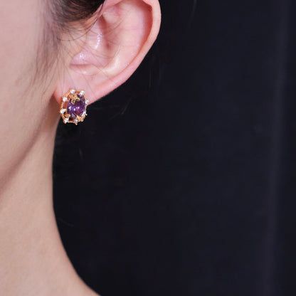 Lilac Butterfly Stud Earrings - Gold Plated - Abbott Atelier