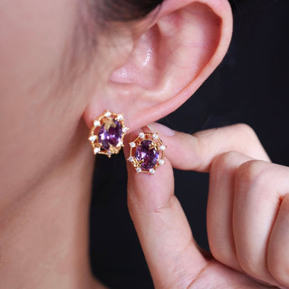 Lilac Butterfly Stud Earrings - Gold Plated - Abbott Atelier