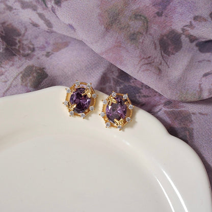Lilac Butterfly Stud Earrings - Gold Plated - Abbott Atelier