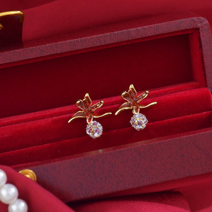 Lily of Burgundy Earrings - Gold Plated - Abbott Atelier