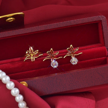 Lily of Burgundy Earrings - Gold Plated - Abbott Atelier