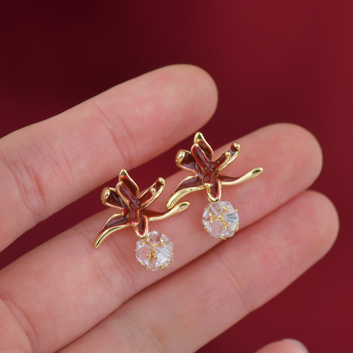 Lily of Burgundy Earrings - Gold Plated - Abbott Atelier