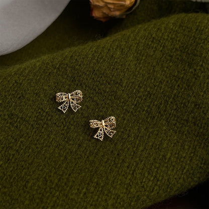 Lovelace Bow Earrings in Gold - Hypoallergenic - Abbott Atelier