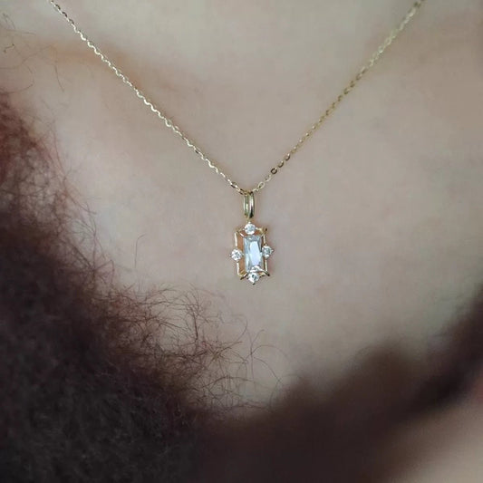 Lucian Baguette Necklace - Gold Plated Sterling Silver - Abbott Atelier