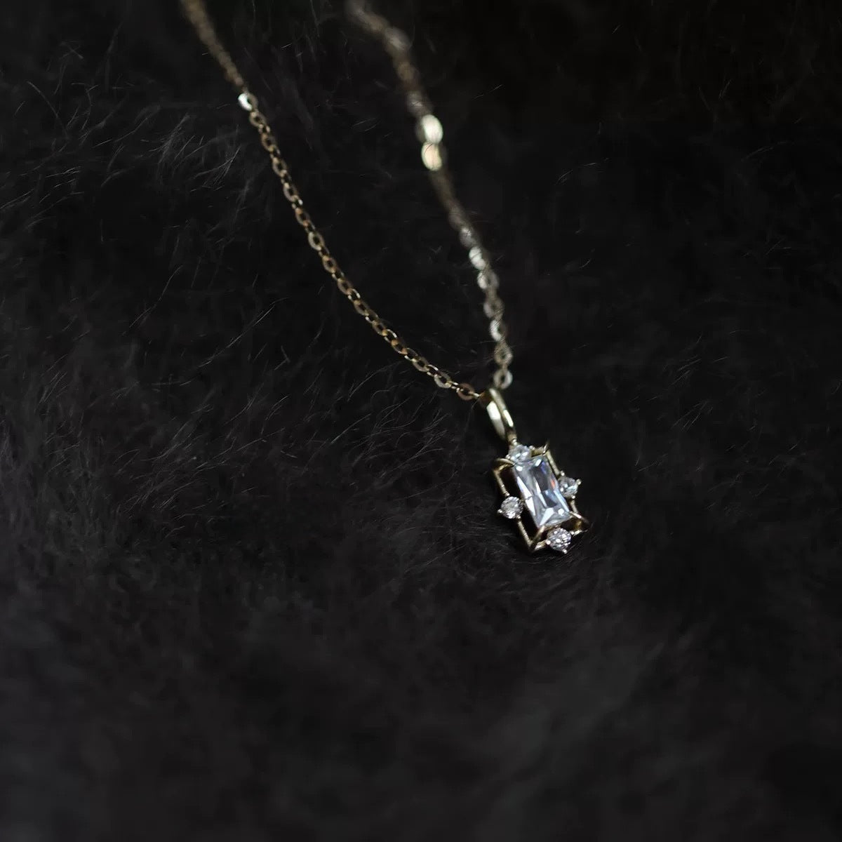 Lucian Baguette Necklace - Gold Plated Sterling Silver - Abbott Atelier