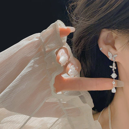 Lunaria Butterfly Drop Earrings - Hypoallergenic - Abbott Atelier