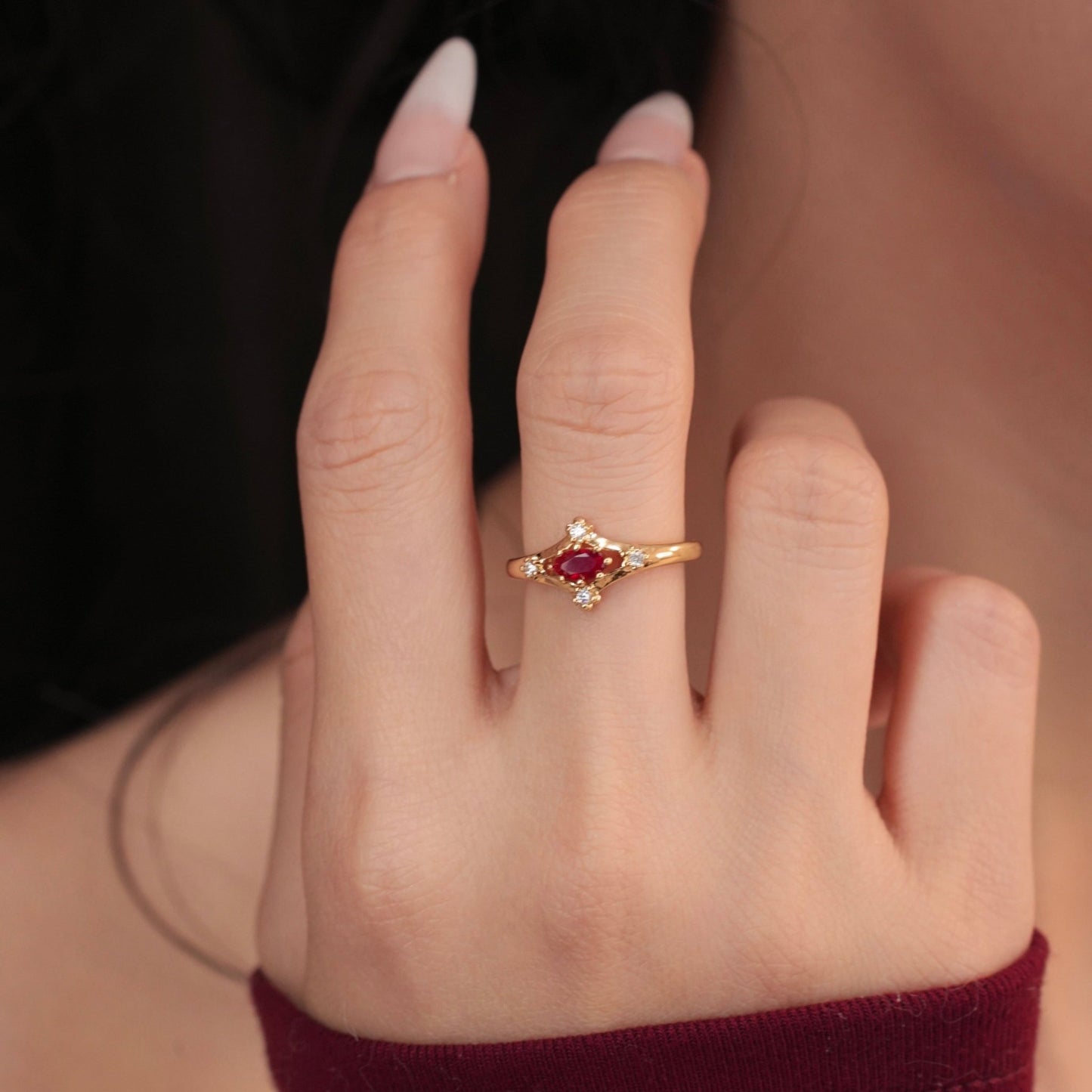 Marcella Ruby Ring - Gold-Plated - Abbott Atelier