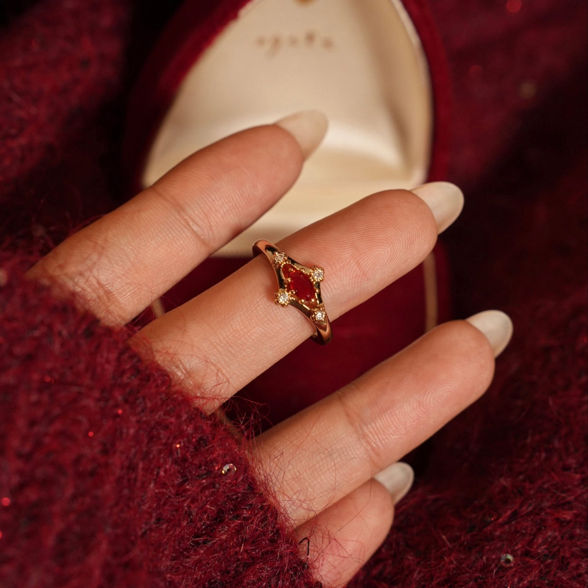 Marcella Ruby Ring - Gold-Plated - Abbott Atelier