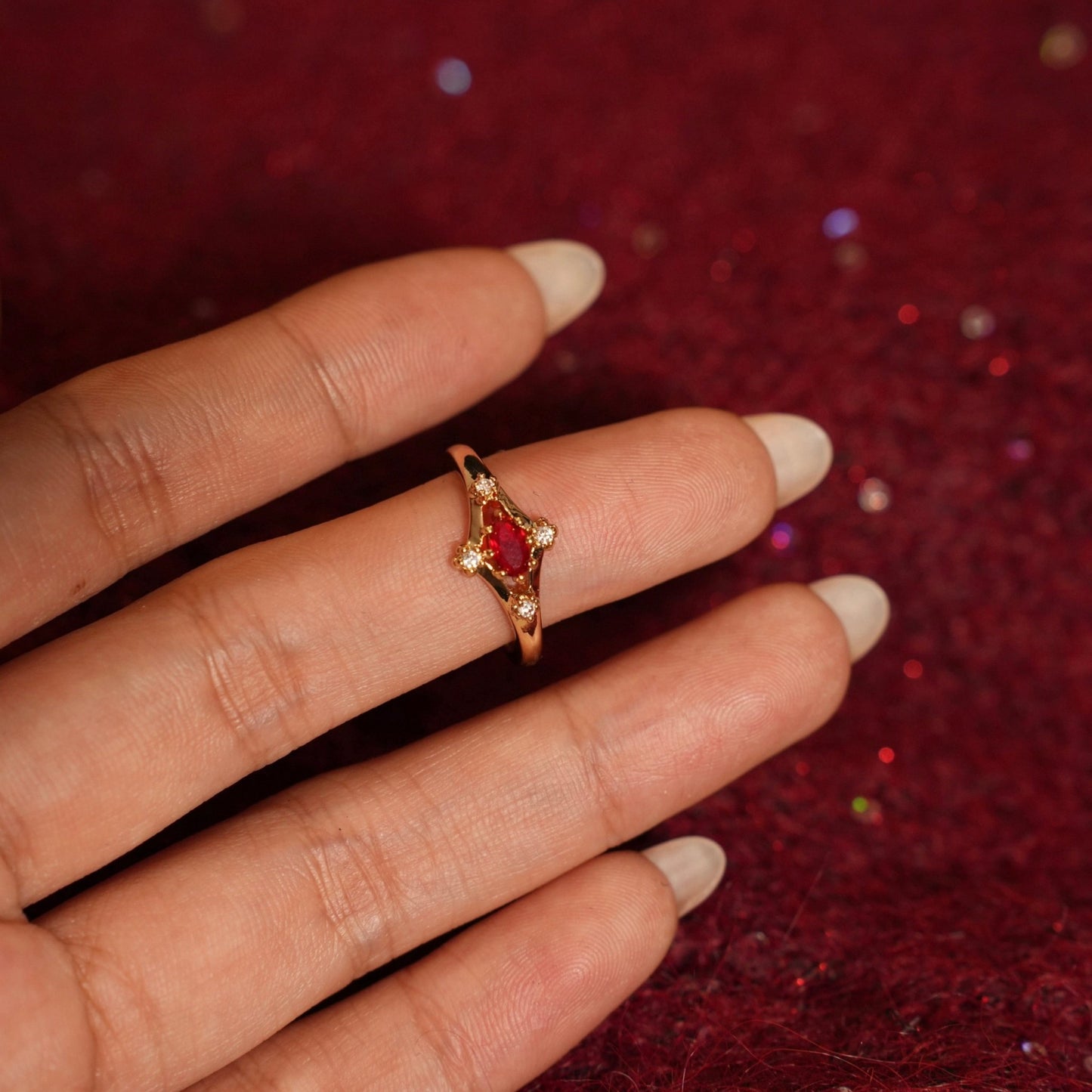 Marcella Ruby Ring - Gold-Plated - Abbott Atelier
