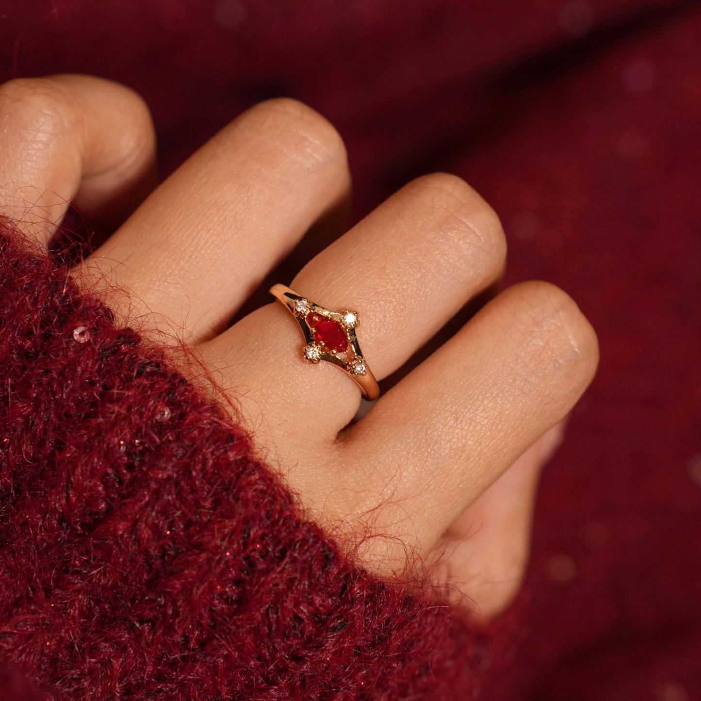 Marcella Ruby Ring - Gold-Plated - Abbott Atelier