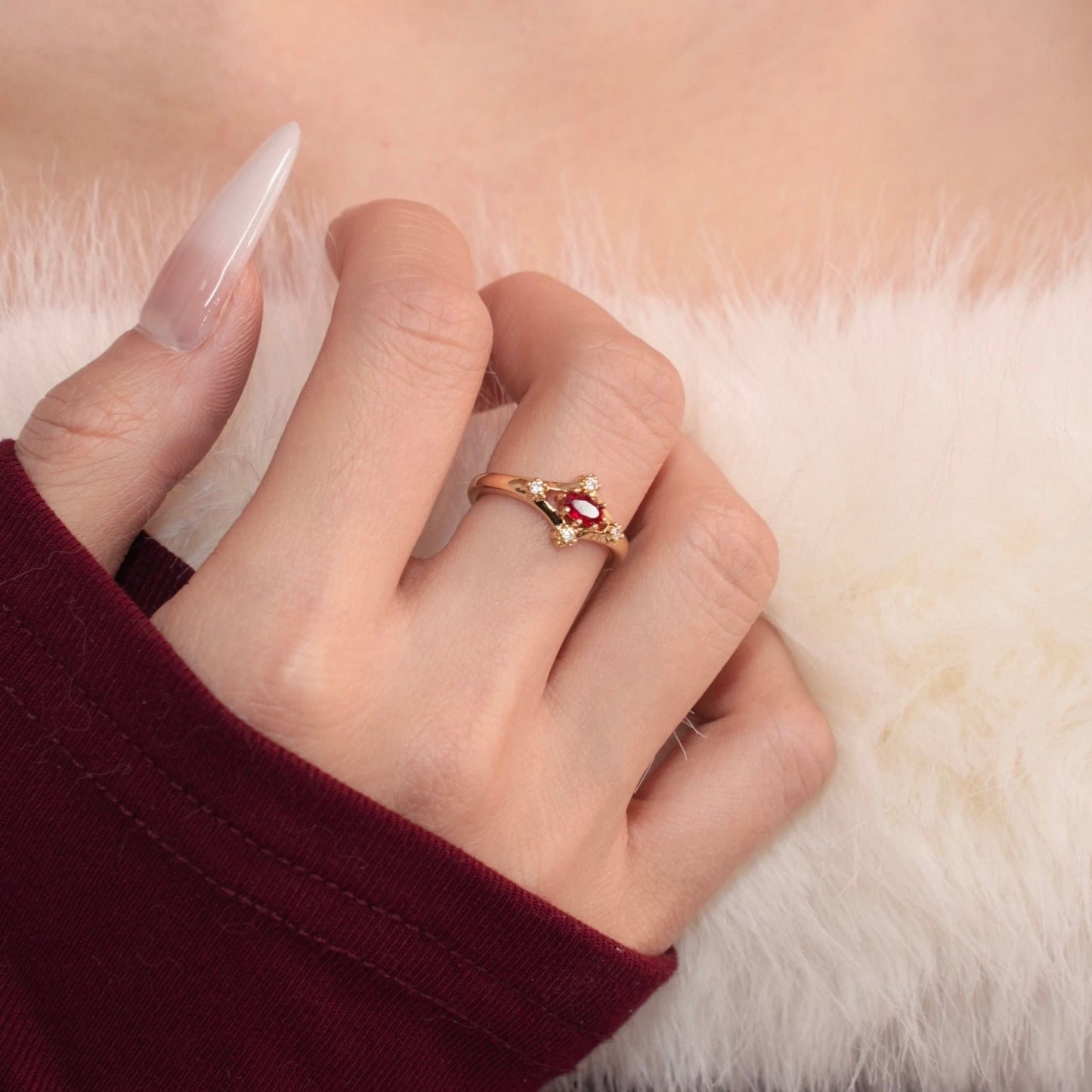 Marcella Ruby Ring - Gold-Plated - Abbott Atelier