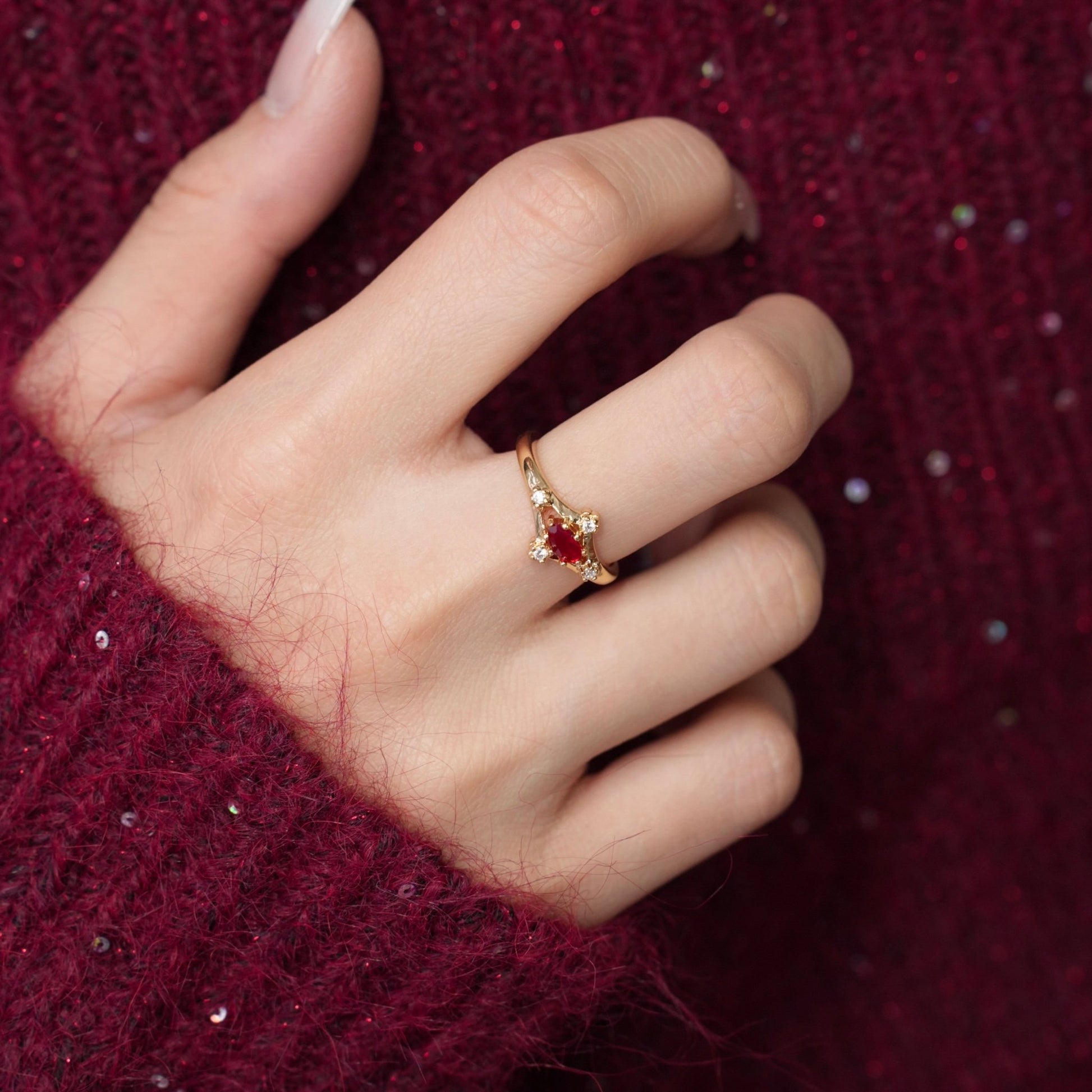 Marcella Ruby Ring - Gold-Plated - Abbott Atelier