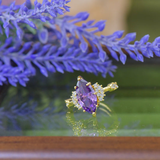 Marquise Amethyst Ring - Gold - Plated - Abbott Atelier