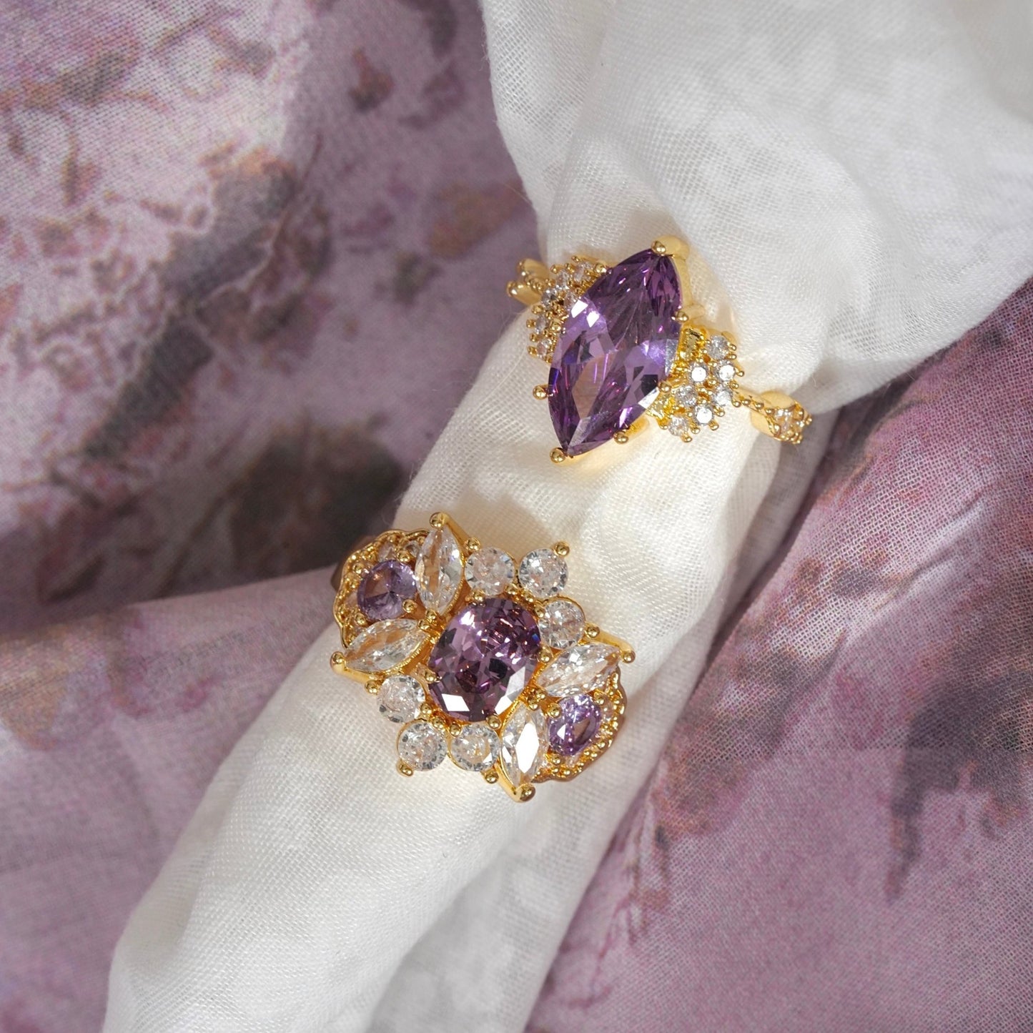 Marquise Amethyst Ring - Gold - Plated - Abbott Atelier
