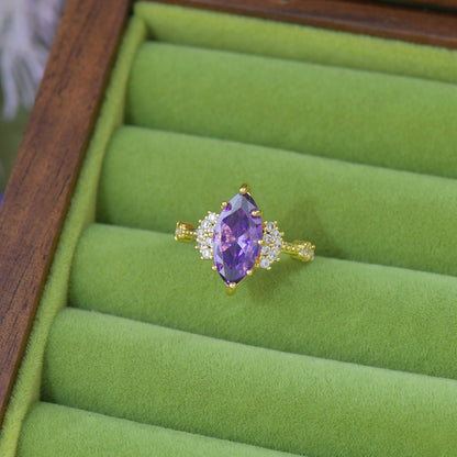 Marquise Amethyst Ring - Gold - Plated - Abbott Atelier