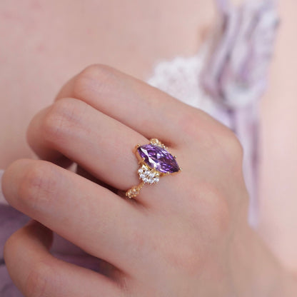 Marquise Amethyst Ring - Gold - Plated - Abbott Atelier