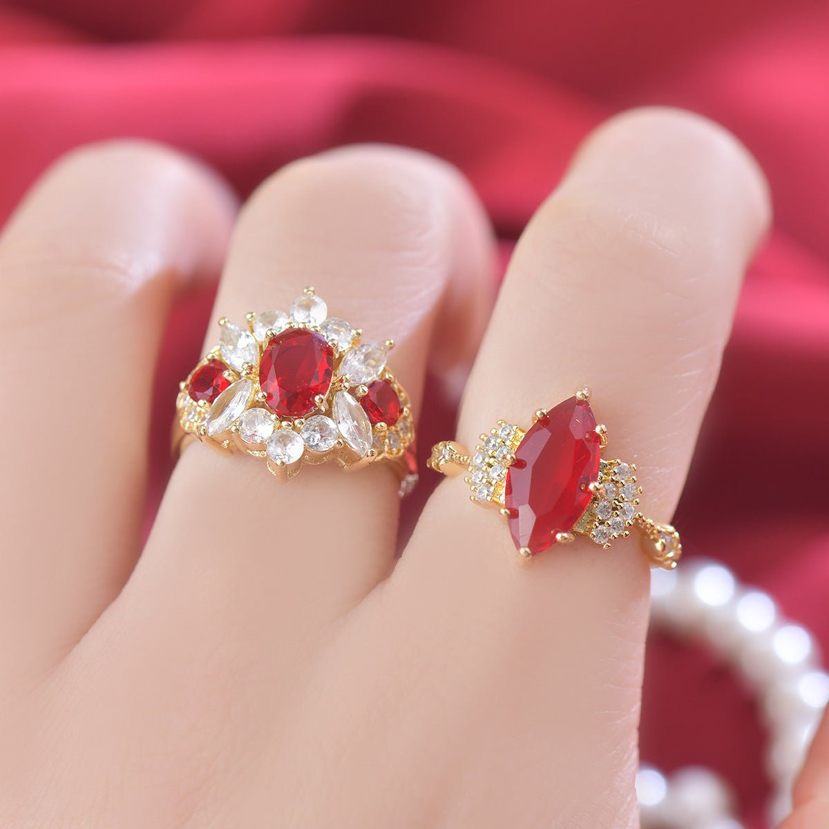 Marquise Ruby Ring - Gold - Plated - Abbott Atelier