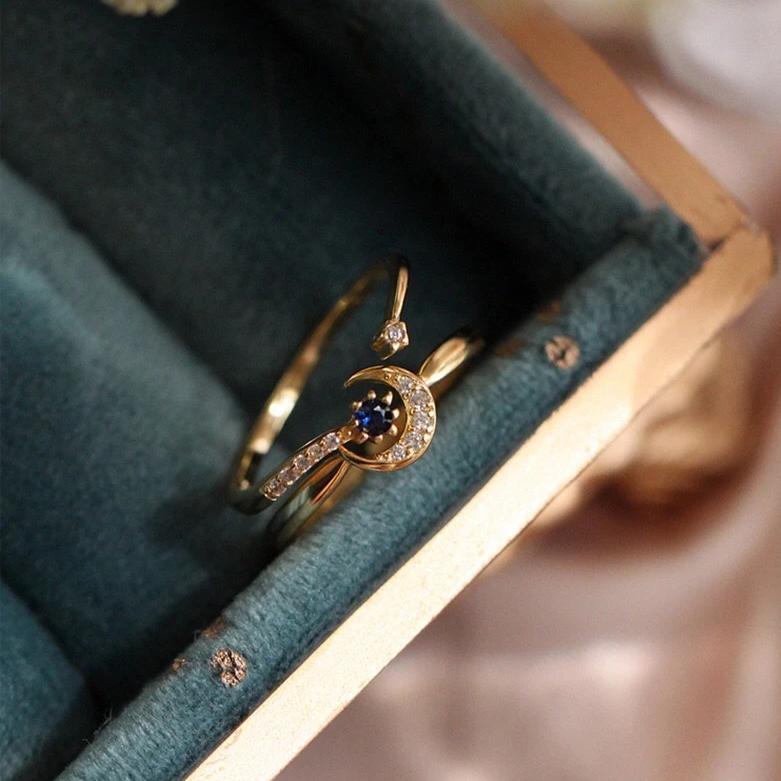 Moon Ring Set (Solid Silver) - Hypoallergenic - Abbott Atelier