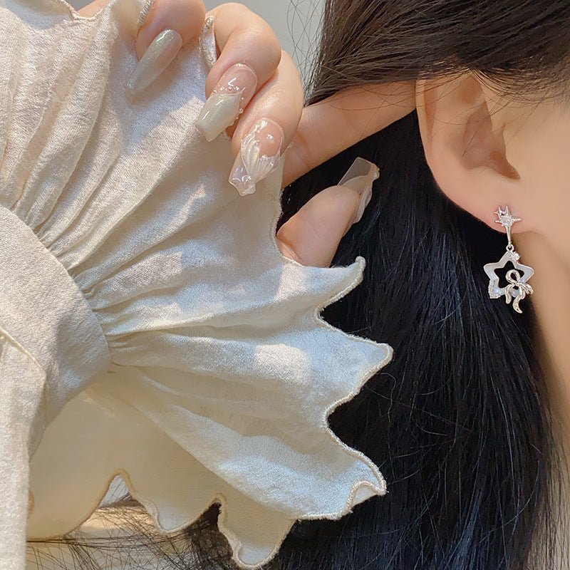 Moon Star Bow Earrings - Gold - Plated - Abbott Atelier