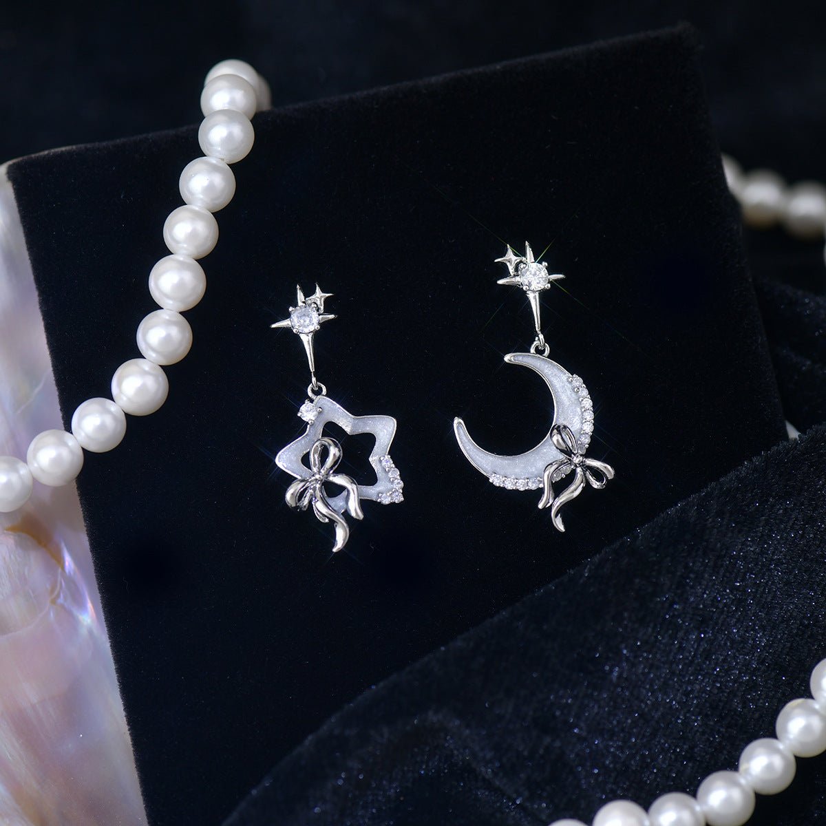 Moon Star Bow Earrings - Gold - Plated - Abbott Atelier