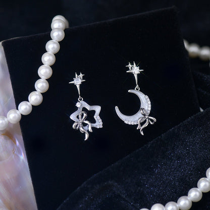 Moon Star Bow Earrings - Gold - Plated - Abbott Atelier