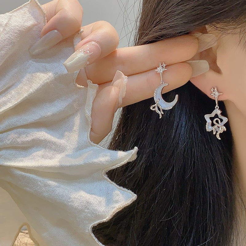 Moon Star Bow Earrings - Gold - Plated - Abbott Atelier