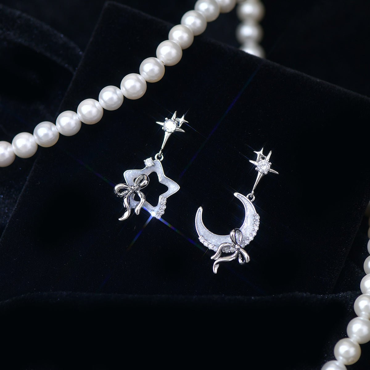 Moon Star Bow Earrings - Gold - Plated - Abbott Atelier