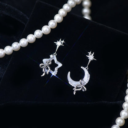 Moon Star Bow Earrings - Gold - Plated - Abbott Atelier