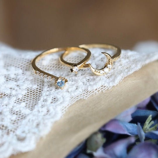 Moon Star Sonata Ring Set - Gold - Plated - Abbott Atelier