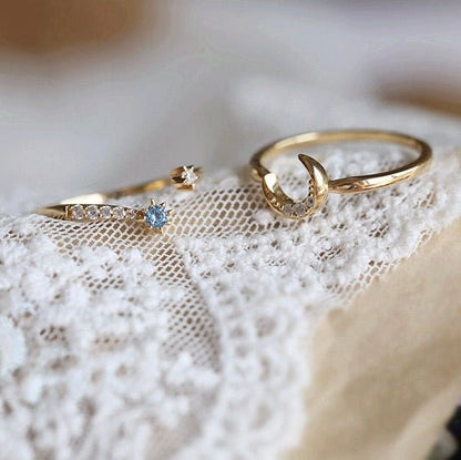 Moon Star Sonata Ring Set - Gold - Plated - Abbott Atelier