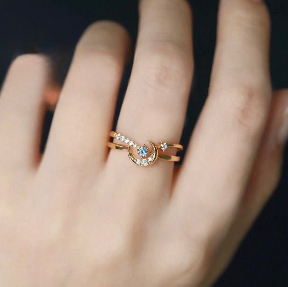 Moon Star Sonata Ring Set - Gold - Plated - Abbott Atelier