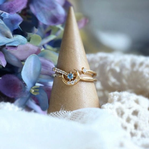 Moon Star Sonata Ring Set - Gold - Plated - Abbott Atelier
