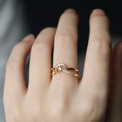 Moon Star Sonata Ring Set - Gold - Plated - Abbott Atelier