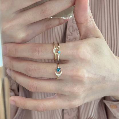 Moon Star Sonata Ring Set - Gold - Plated - Abbott Atelier