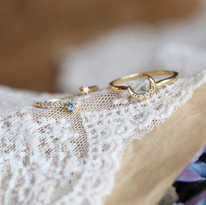 Moon Star Sonata Ring Set - Gold - Plated - Abbott Atelier